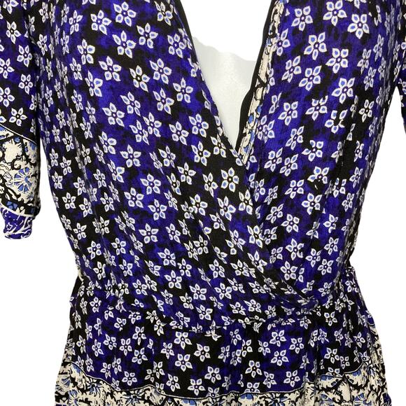 Lovers & Friends Floral Blue Surplice Isabelle Romper Pockets Flowy Size XS - Picture 16 of 16